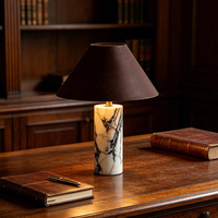 Lampe de table en marbre naturel de style design, luxe léger, pour villa, hôtel, salon, chambre à coucher, décoration de chevet