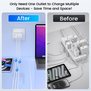 Schitec ที่ชาร์จ Gan 3 in 1, QC18W ชาร์จความเร็วสูง100W ความเร็วสูง100W USB C สำหรับแล็ปท็อปโทรศัพท์ - Product Image 6