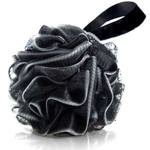 Soft Exfoliating Shower Body Scrubber Black Mesh <b>Bath</b> Loofah with Hanging Strap - Product Image 1