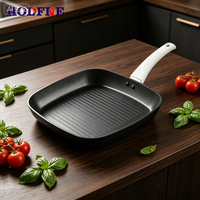 Set Wajan Goreng Anti Lengket Ramah Lingkungan Aluminium Putih 3 Buah, Interior Hitam, Gagang Plastik, Aman untuk Mesin Cuci Piring, Cocok untuk Kompor Gas dan Induksi