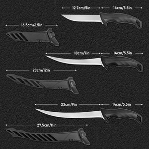 फैक्टरी थोक कम कीमत काले स्टेनलेस स्टील रसोई चाकू सैल्मन फिशिंग चाकू आउटडोर शिविर मछली पकड़ने वाला चाकू - Product Image 3
