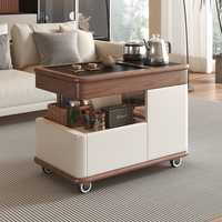 Mesa de Centro Moderna de Madera con Estación de Preparación de Café y Almacenamiento para Sala de Estar - Diseño Compacto, Mueble para el Hogar, Garantía de 3 Años