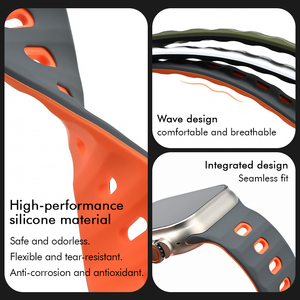 Mecha tali jam tangan lembut warna ganda, desain pribadi untuk jam tangan Apple, tali silikon olahraga, antilembap - Product Image 3