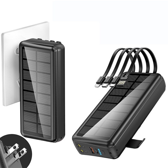 Cheap High Capacity Mobile Battery Phone Portable Fast Charge Powerbank Cable Solar 20000mah Power Bank With Built in Wall Plug