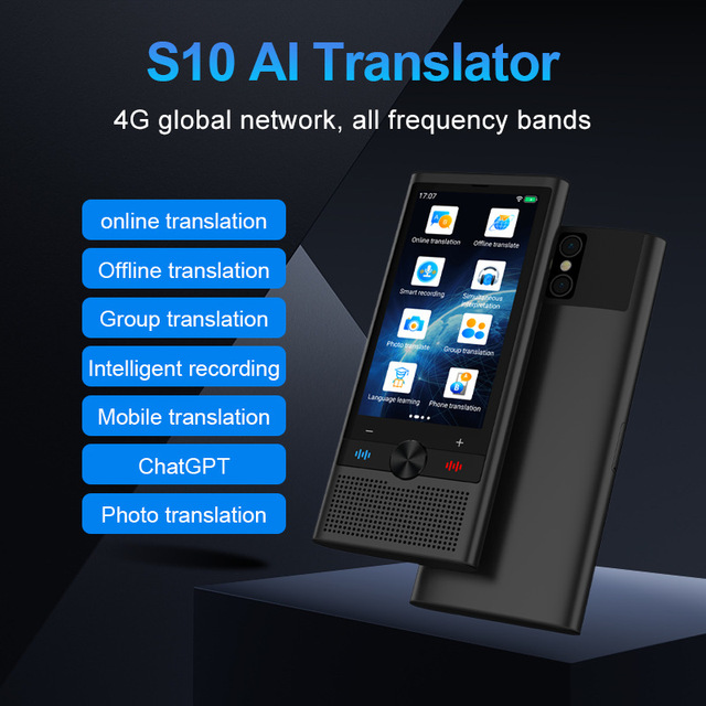 Professional S10 4G AI Voice Translator ChatGPT Integrated Simultaneous Interpretation Machine Global Online Offline Photo