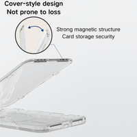 Étui Portefeuille Magnétique Transparent Pliable avec Support Téléphone pour iPhone Séries 17 16 15 14 – Porte-Cartes de Crédit Mince