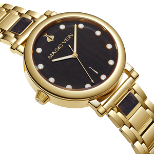 Nuevo Reloj de Moda para Mujer de Acero Inoxidable con Esfera de Piedras Preciosas, Cristal de Zafiro, Superluminoso, Resistente al Agua, Correa de Cuero Ronda - Product Image 4