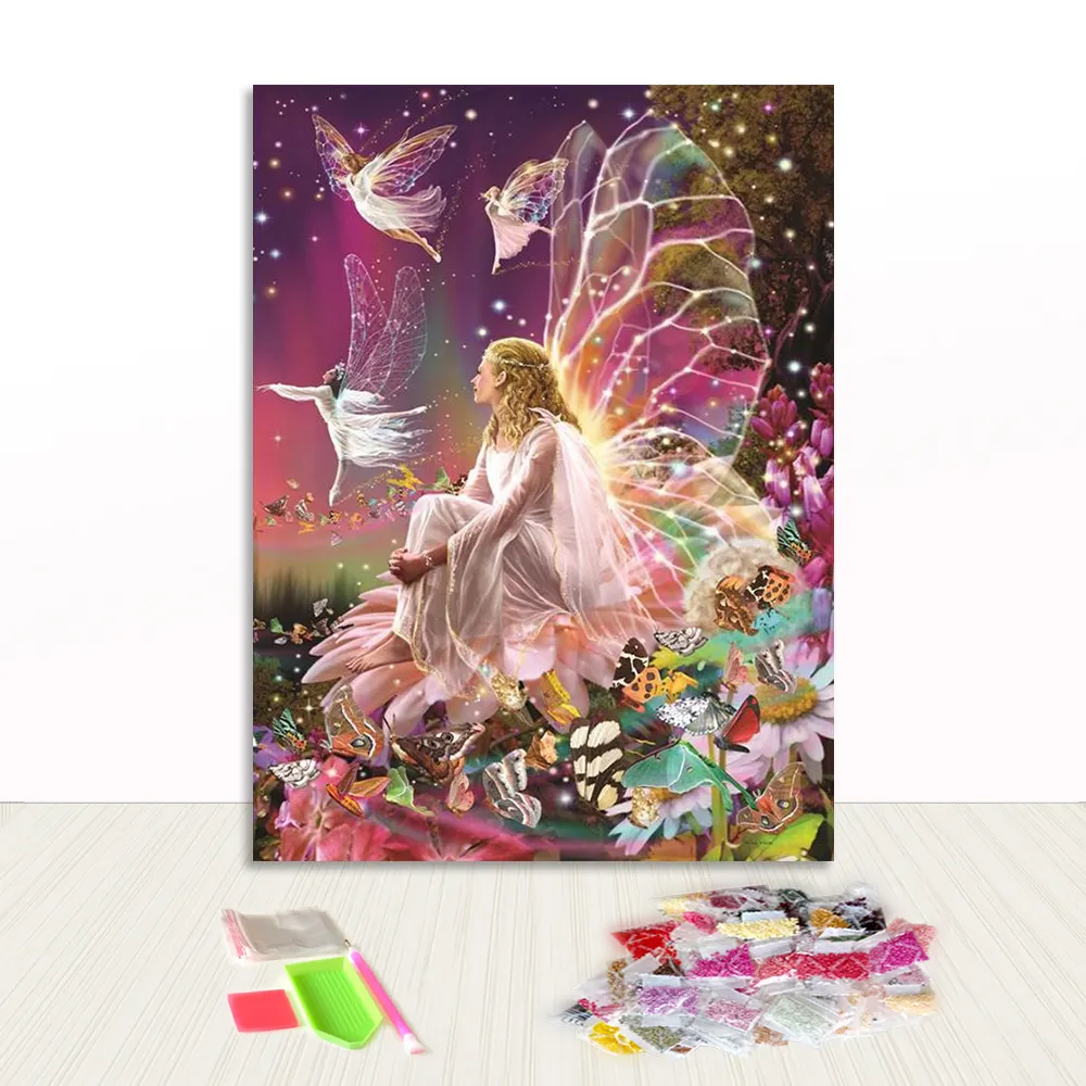Heißer Verkauf Fairy Schmetterling Runde Bohrer Diamant Malerei Leinwand für Spaß
