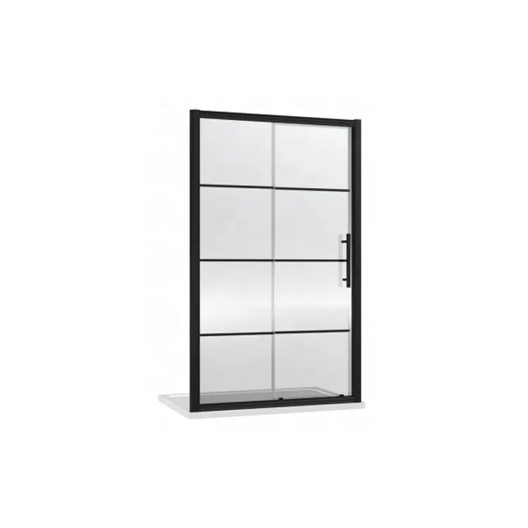 PTB 119x190 см/46,85x74,8 дюймов 8 мм чистое закаленное стекло с черной полосой прямоугольник одинарная открывающаяся дверь в ванную комнату современный стиль