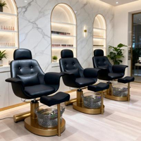 Nouveau design Fauteuil de pédicure et manucure de luxe moderne, pivotant et réglable, sans plomberie, avec base dorée, pour salon de beauté et spa, pour soins des pieds
