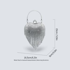 Nuevo Bolso de Mano con Borlas y Pedrería para Mujer, Diseño de Corazón, Estilo Europeo Americano, Popular para la Noche - Product Image 6