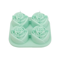 Plateau à glaçons en silicone Rose 3D Moule à crème glacée en silicone à 4 cavités pour la cuisine à domicile