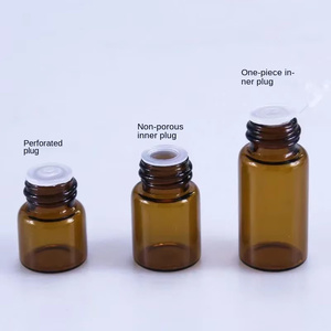 Hot Stamping <strong>Mini</strong> Glass <strong>Vials</strong> for Cosmetic Sample Test Empty Essential Tube with Plug and Black Screw Cap - Product Image 2