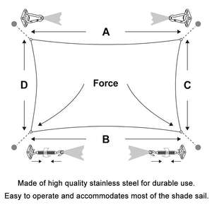 Kit de Herrajes para Toldo de Acero Inoxidable 304 con Tensores, Ganchos y Soportes de Montaje para Uso en Exteriores - Product Image 2