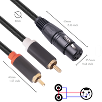 Nouveau câble audio double RCA femelle en gros, adaptateur de câble pour consoles de mixage