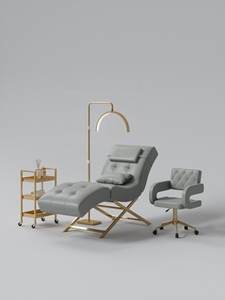 Table de massage inclinable noire en cuir PU, lit facial, chaise de salon de beauté et spa avec cadre métallique - Product Image 3