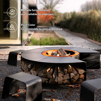 MEISU.CH BBQ Grande Brasero d'extérieur autoportant robuste pour villa et jardin, rond, compatible bois/gaz/alcool