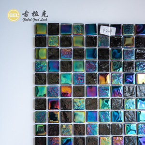 Piscine Salle De Bains Bar Mur Plancher Décor Magnifique Forme Carrée Scintillant Brillant <span class=keywords><strong>Noir</strong></span> et Vert Verre Cristal Mosaïque Tuile - Product Image 3