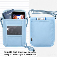 Porte-passeport, pochette de cou, portefeuille de voyage pour femmes, blocage RFID, sécurité, portefeuille de voyage fin avec cordon de cou