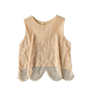 Chic Vintage Y2K Breathable Woven Rhinestone Mesh <b>Sequin</b> O-Neck Backless Elegant Fashion Sexy Shirt High Street Summer Women - Product Image 1