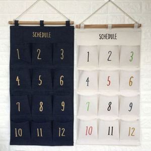 Sac de rangement numérique suspendu en coton et lin à 12 poches pour portes, murs et placards – Organisateur mural et de porte - Product Image 1