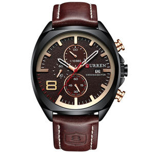 <span class=keywords><strong>Reloj</strong></span> CURREN 8324 King para Hombre, <span class=keywords><strong>Reloj</strong></span> de Cuarzo Blanco con Correa de Cuero Genuino Creativa, Resistente al Agua, Cronógrafo, Conjunto de <span class=keywords><strong>Reloj</strong></span> de Expedición - Product Image 1
