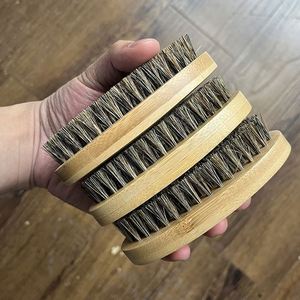 Oval Bamboo Handle <b>Beard</b> Cleaning Brush Boar Bristle <b>Beard</b> Grooming Brush for Daily <b>Care</b> - Product Image 2