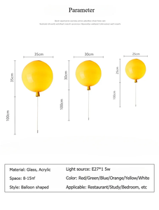 Lampe de <span class=keywords><strong>plafond</strong></span> LED E27 pour chambre d'enfant, décoration de la maison, avec interrupteur, luminaire suspendu en acrylique coloré en forme de <span class=keywords><strong>ballon</strong></span> pour chambre d'enfant - Product Image 4