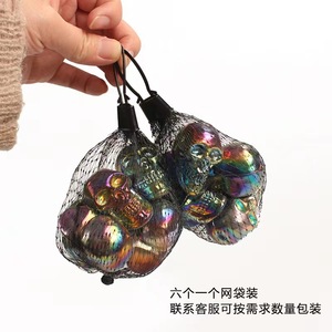 Electroplated <b>Skulls</b> Halloween <b>Decorations</b> Plastic Durable Indoor Venue Setup Props Multi Color Design - Product Image 4
