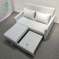 Canapé inclinable à 2 places en lin gris, fauteuil de style chinois pour petit espace