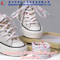 Lacets ronds 9MM colorés en peluche, lacets doux et moelleux avec pompons décoratifs, lacets en corde de polyester pour baskets