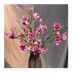 Betterlove 66cm 4 머리 높은 시뮬레이션 장미 색 리얼 터치 줄기 인공 꽃 목련 인공 꽃 줄기