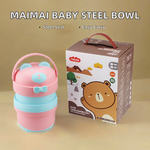 <span class=keywords><strong>MAIMAI</strong></span> - Juego de Tazón y Cuchara Infantil de Acero Inoxidable 304, Aislado, Antiderrames, de Dos Niveles, con Diseño de Ciervo y Tapa de Plástico - Product Image 6