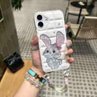 Coque de téléphone de dessin animé personnalisé pour iPhone 15 Pro Max 16 14 Plus 13 12 11 Mignon lanière housse de téléphone avec dragonne