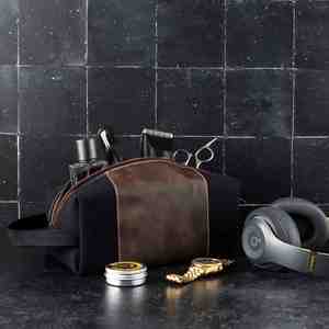 Bolsa de Aseo Personalizada con Logotipo, de Cuero PU para Hombre, Bolsa de Maquillaje Ecológica de Lona, Bolsa de Afeitado Retro para Accesorios de Aseo - Product Image 6