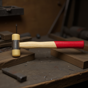 Martillo de madera con mango rojo, 376 mm de longitud, cabeza de 37 mm de diámetro, para carpintería y metalistería - Product Image 3