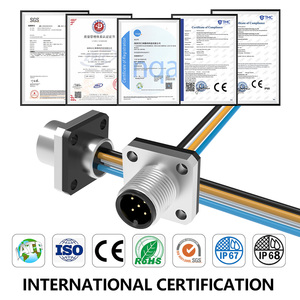 Tự động Bảng điều chỉnh gắn kết nối M12 2-17pin DIN loại IP67 không thấm nước M12 vuông mặt bích mã A-B-D Nam Nữ Ổ cắm với dây - Product Image 3