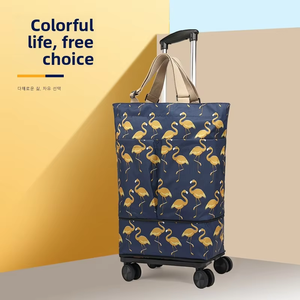 Sac de chariot d'épicerie portable avec chariot à roue universel détachable télescopique et pliable étanche-pour le shopping - Product Image 1