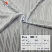Tissu en jersey jacquard rayé satiné blanc, séchage rapide et respirant pour vêtements de sport, maillots de football et textiles de maison