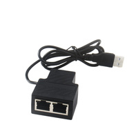 Adaptateur de connecteurs répartiteurs RJ45 1 à 2 Ethernet Splittert prend en charge les câbles Cat5 // 6/7/8 alimentés par USB