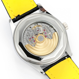 Montre de luxe populaire pour homme, automatique, style sport et habillé, cadran avec accents jaunes, chiffres lumineux, boîtier en acier inoxydable - Product Image 6