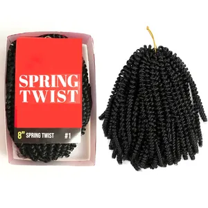 Crochet Spring Twists 8 Inci Bomb Twist Premium Non Api Ekstensi Sintetis Suhu Tinggi Koleksi Linda Mengepang Rambut