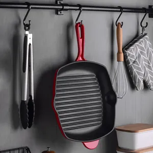 M-cooker Diskon Besar Mewah High End Merah Enamel Besi Cor Steak Goreng Grill Pan 28 Cm