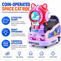 Nouvelle Voiture d'Attraction pour Enfants à Monnayeur, Modèle Chat Spatial de Dessin Animé, avec Souffleur de Flocons de Neige et Fonction Balançoire
