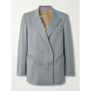 Light Grey Double-Breasted <strong>Blazer</strong> with Unique Pocket Design Button Decoration Tailored Suit Jacket for Formal <strong>Smart</strong> Casual - Product Image 4