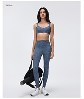 Soutien-gorge de sport léger style denim, anti-choc, avec armatures, contrôle latéral, anti-affaissement, logo avant, camisole de fitness