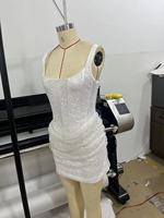 Robe élégante et sexy pour femmes SB3915, style européen et américain, à bretelles, avec volants, lacets, paillettes, perles et plis.