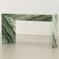 Table console en marbre vert Shangrila Cammy Stone - Finition polie moderne, multifonctionnelle pour salon, chambre, bureau, hôtel