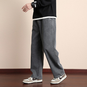 Jeans Denim Cropped da Uomo Nuovo Stile High Street OEM, Pantaloni Casual Larghi a Gamba Dritta Lavaggio Chiaro di Marca alla Moda per Ragazzi - Product Image 2