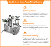 Machine de remplissage automatique électrique à double tête pour sachets à bec verseur (doypack) de 50 à 5000 g, pour jus et liquides détergents